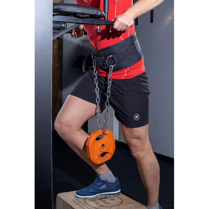 Пояс для підтягувань і віджимань JSM FITNESS® Premium з міцним ланцюгом і карабіном, шкіряний гантельний пояс для бодібілдингу, кросфіту, каллістеніки, для додаткового навантаження