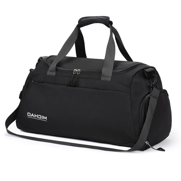 Спортивна сумка для подорожей з відділенням для взуття та вологих речей, водонепроникна дорожня сумка для чоловіків та жінок, 48x23x27 см, ретро-чорна