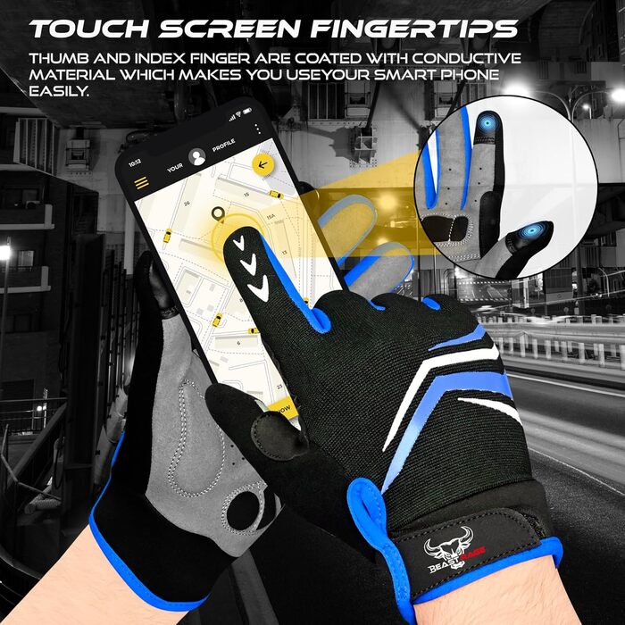 Велосипедні рукавички BEAST RAGE Vofinger для їзди по горах, BMX, MTB, шосе, чоловічі та жіночі, сині