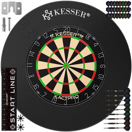 Дарцборд KESSER® Profi Sisal 75 см з дротиками (9 шт.), польотами (24 шт.) та аксесуарами, самовідновлювальний, для стрілок, з кріпленням