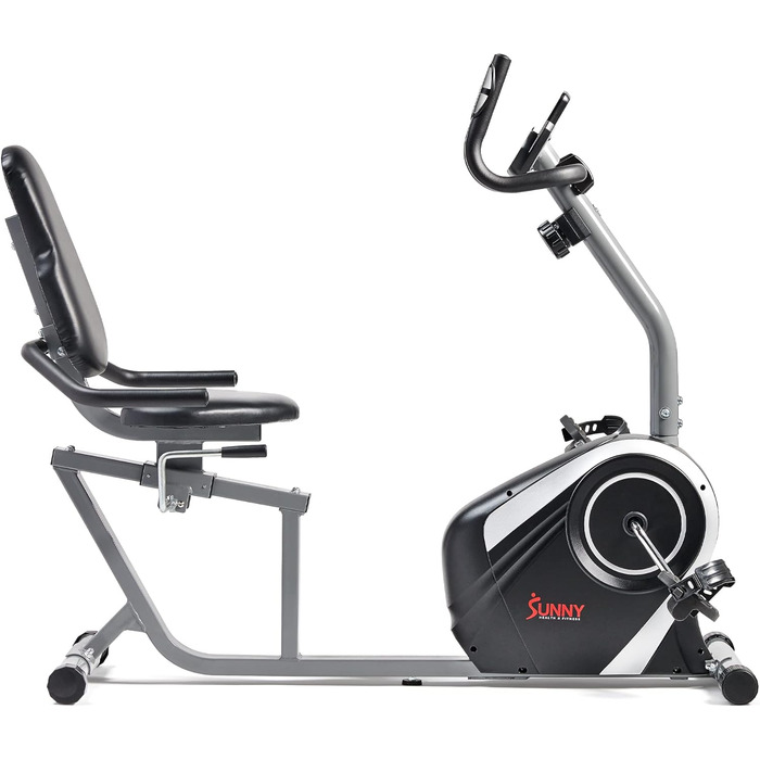 Магнітний велотренажер Sunny Health & Fitness SF-RB4616S для дому, 8 рівнів навантаження, LCD-монітор, вимірювання пульсу, до 136 кг