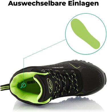 Черевики для піших прогулянок для жінок та чоловіків, зимові, водонепроникні, чорно-зелені (37 EU)