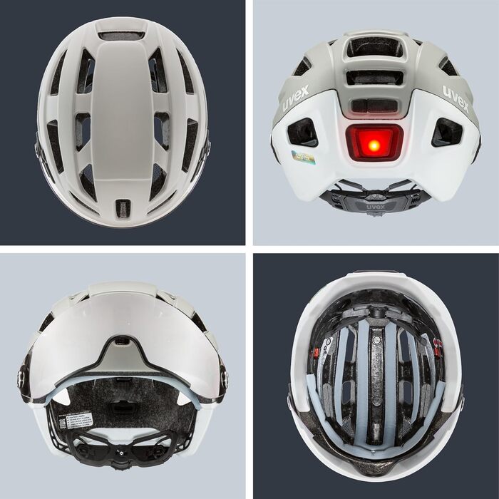 Велосипедний шолом uvex Finale Visor з LED-ліхтарем, універсальний, міський, з візором, для жінок і чоловіків, категорія фільтра 1