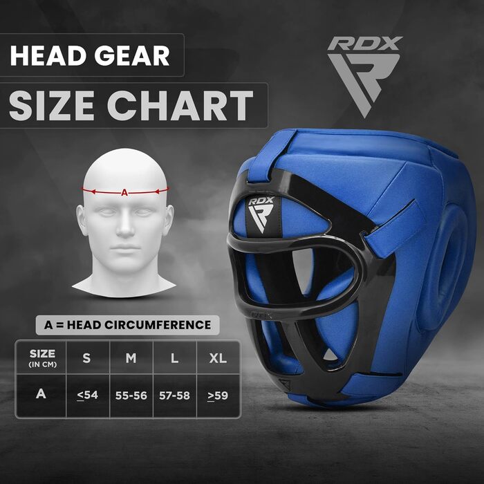 Захист голови для боксу та кікбоксингу RDX Maya Hide, MMA, Taekwondo, Muay Thai, чоловічий/жіночий, синій