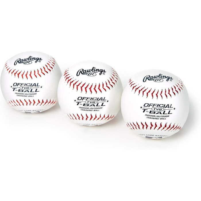М'ячі для бейсболу Rawlings Youth T-Ball (3 шт) білі, офіційний розмір