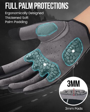 Велосипедні рукавички Tanluhu для гірського велосипеда, шосе, MTB. Чорні, повний палець, антиковзаючі, з поглинанням ударів, сенсорний екран