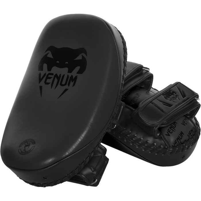 Легкі кік-пади Venum Skintex зі шкіри, матові, чорні, пара