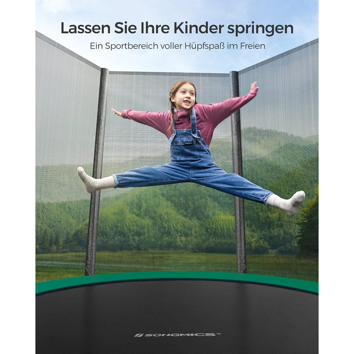 Трамплін SONGMICS Outdoor Ø 183-427 см: круглий батут для саду з захисним покриттям, сіткою, сходами та м'якими стійками