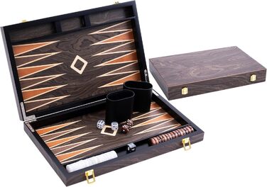 Набір для гри в шашки Engelhart Luxus 250547 з горіховим шпону, лакований (15 дюймів, ебенволовий коричневий)