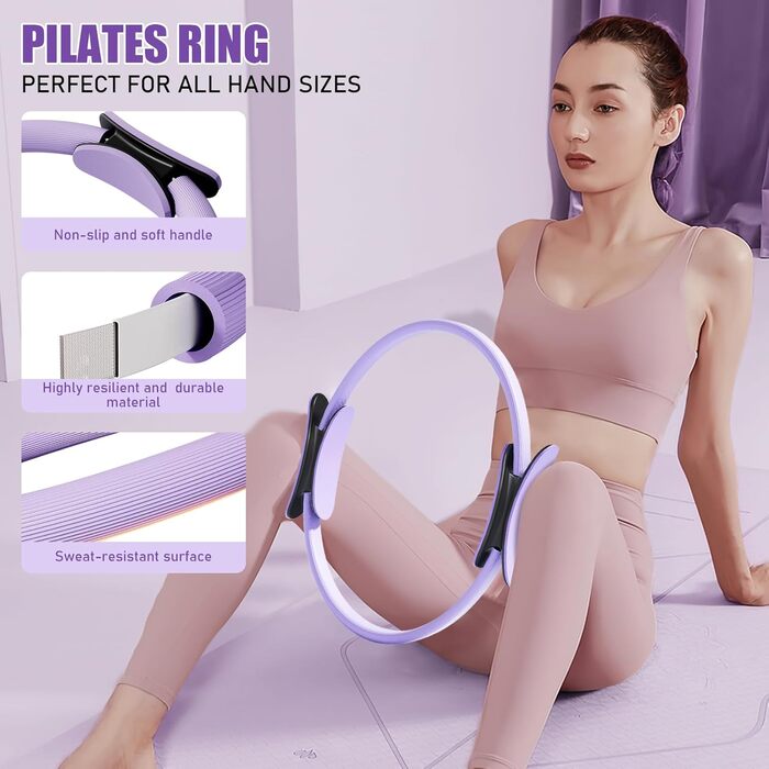 Набір для пілатесу: кільце Magic Circle 32 см, м'яч, стрічки, диски для ковзання, постер з інструкцією, аксесуари преміум-класу