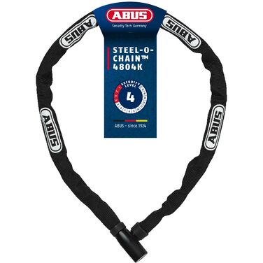 Ланцюговий замок для велосипеда ABUS Steel-O-Chain 4804K зі спеціальної сталі, рівень безпеки 4, чорний, 75 см