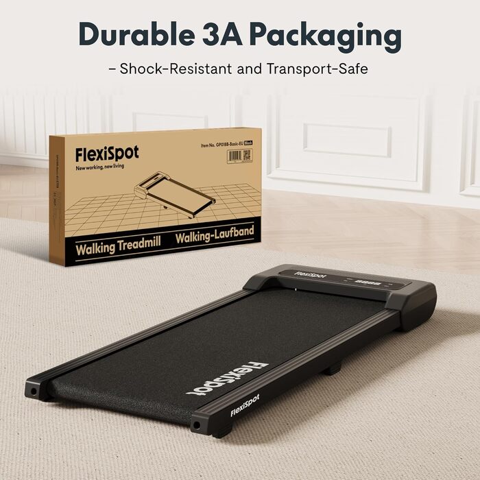 Біговий тренажер FlexiSpot 4-в-1 для дому та офісу, тихий, портативний, з пультом та LED дисплеєм, чорний