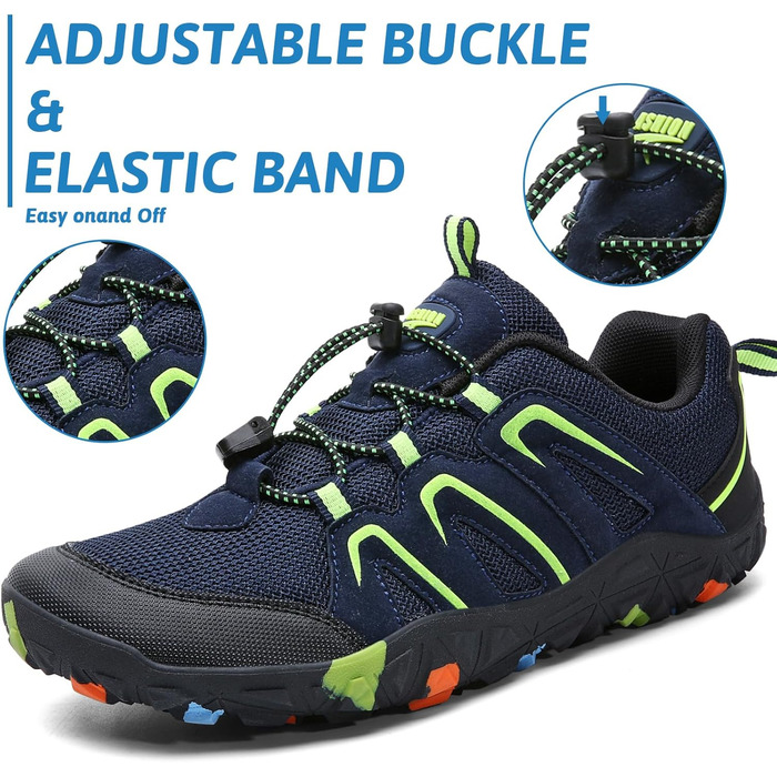 Дитячі трекінгові черевики Littleplum для хлопчиків. Зручні, дихаючі, антиковзкі черевики для активного відпочинку та трейлраннінгу. Розмір 40 EU, темно-синій/зелений.