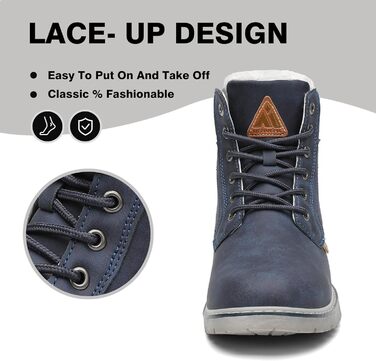 Зимові черевики Mishansha Herren для жінок. Теплі, водонепроникні, на шнурівці. Розмір 42 EU, темно-синій.