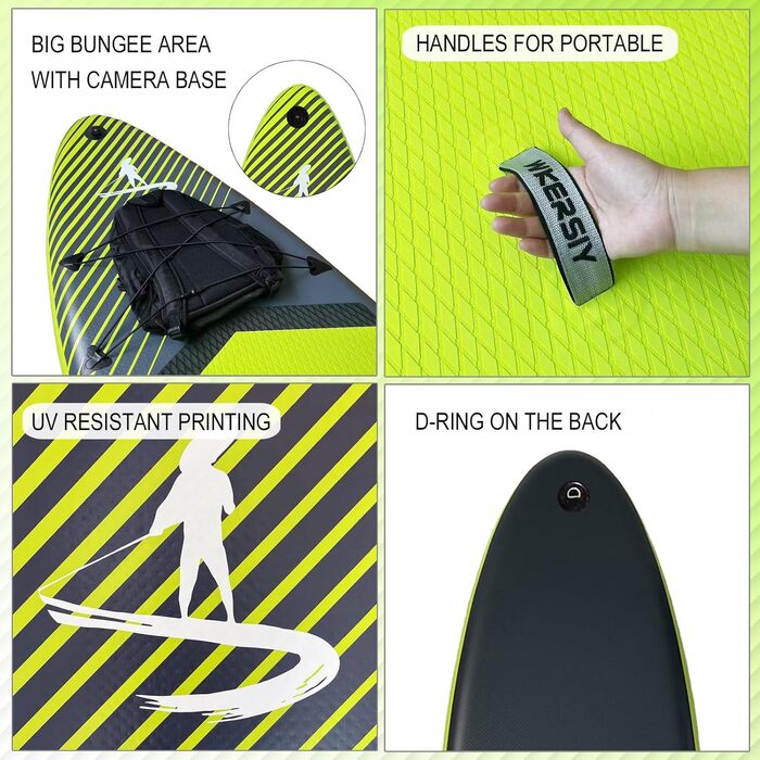 Надувний SUP Борд Allround 335см – Стабільний комплект Stand Up Paddle Board для початківців та професіоналів – Яскраве веслувальне дошка для йоги, риболовлі та відпочинку (Чорний)