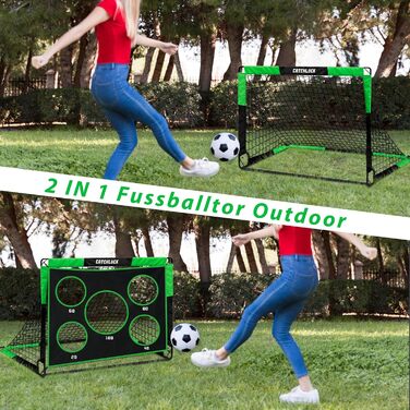 Дитячі футбольні ворота 2 в 1 для саду з лункою та сумкою, штифтами, 120x90x90 см