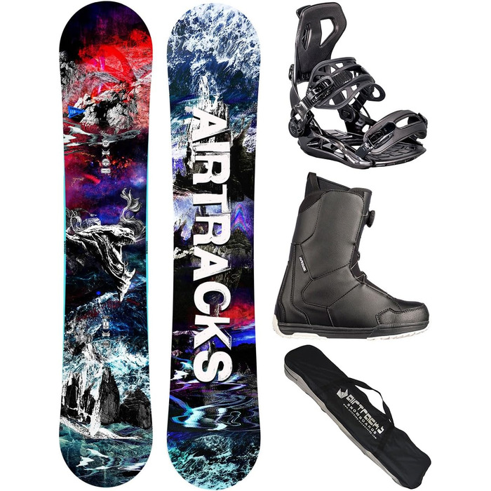 Сноуборд Airtracks Fantasy Carbon Flat Zero Rocker Wide + Кріплення Master + Ботинки + Сумка / 148, 153, 158 см (Сноуборд 148 см, Ботинки Master Atop 42)