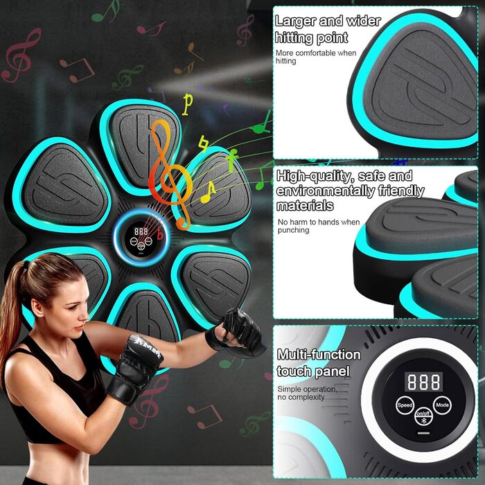 Музична боксерська машина з LED-підсвіткою та рукавичками для дому та фітнесу