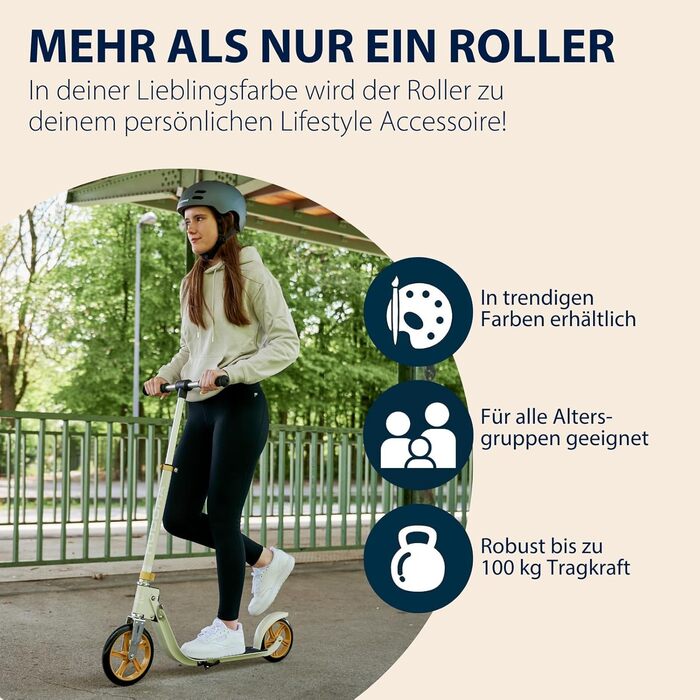 Самокат HUDORA BigWheel 215 алюмінієвий, до 100 кг, складаний, регульований, для дітей, підлітків та дорослих