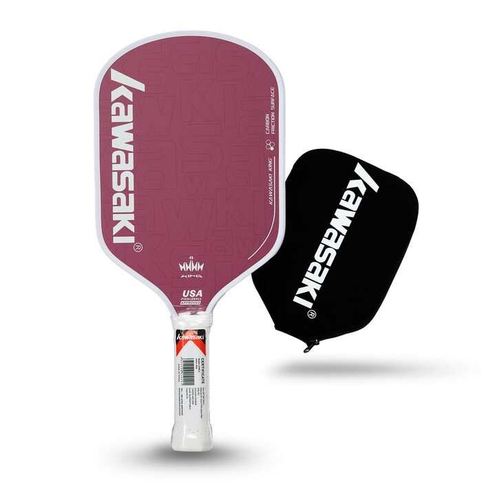 Рікетбол ракетка Kawasaki T700 з карбоновою поверхнею 14 мм, серцевиною з PP Honeycomb (CFS), схвалена USAPA, для змагань, з чохлом/намотуванням (серія King 6) Коричнева