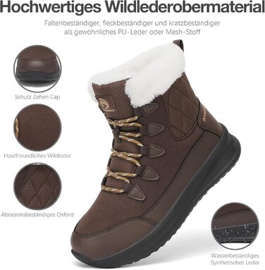 Зимові чоботи DANNTO для жінок, теплі, з підкладкою, непромокаючі, антиковзаючі, зимові черевики, колір кава, розмір 41 EU