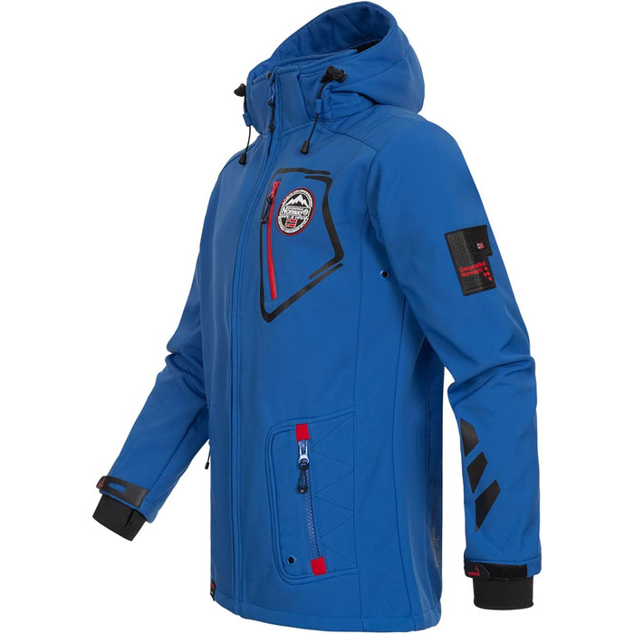 Чоловіча тактична куртка Geographical Norway Tacebook водонепроникна та дихаюча з капюшоном, демісезонний outdoor піджак для походів та гір, королівський синій, розмір L