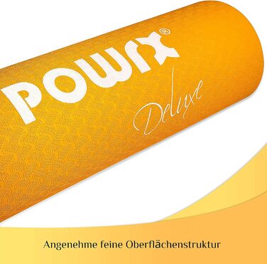 Йога-килимок POWRX Yogamatte Deluxe TPE (Mango, 173 x 61 x 0,5 см) — протиковзкий килимок для пілатесу, гімнастики та тренувань, екологічний