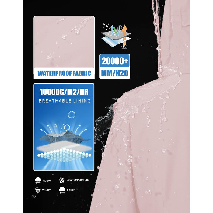 Жіноча зимова куртка Pioneer Camp для сноубордингу, походів та активного відпочинку. Тепла, вітро- та водовідштовхувальна, білий колір, розмір XXL (рожевий)