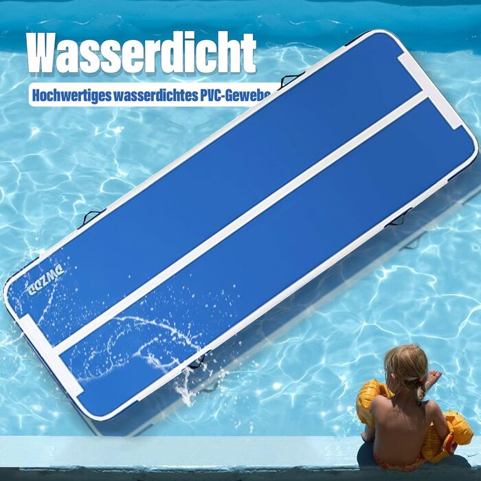 Мата для гімнастики Dwzdd Air Matte Track - 3/4/5/6 м, 600x100x10 см. Для дітей, дому, фітнес-залу, тренувань, чирлідингу. Біло-рожевий/Блакитний колір