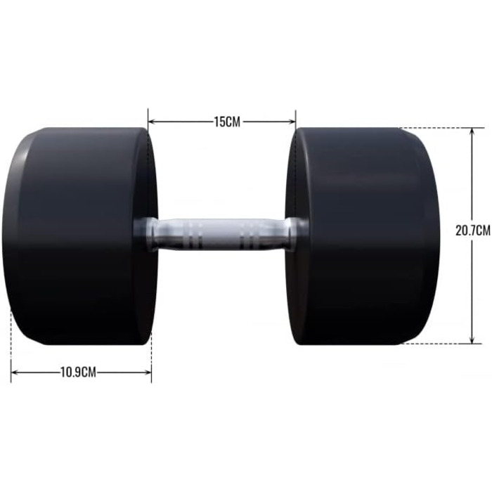 Гантеля GORILLA SPORTS 37,5 кг, кругла, гумова, гантель із чавунним сердечником, нековзка рукоятка, чорна, для фітнесу та тренувань