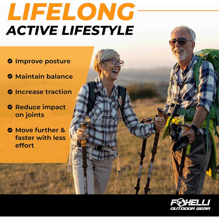 Трекінгові палиці Foxelli Carbon – легкі, складні, з поглинанням ударів, для хайкінгу, трекінгу та бігу, з ручками з натурального корку, фіксаторами Flip Lock, аксесуарами для 4 сезонів та сумкою для перенесення