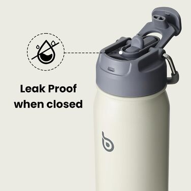 Фляга для води BOTTLE Edelstahl 473мл з трубочкою та відділенням для пігулок - BPA Free, для універу, школи, спорту, дитячого садка (сіра)