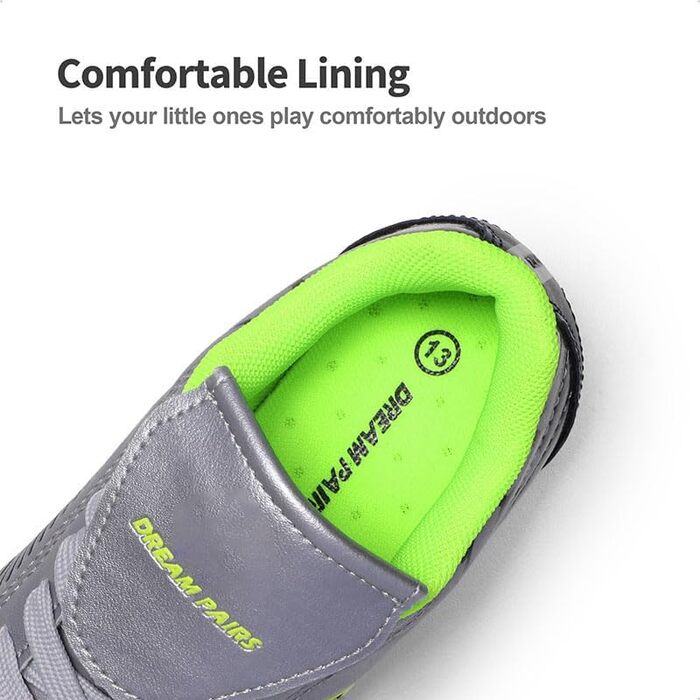 ДREAM PAIRS Дитячі футбольні бутси з низьким верхом, довгі шипи, спортивне взуття для легкоатлетики, тренувань, стрибків у довжину, бігу, футболу. Зносостійкі, з сильним зчепленням, 32 EU, світло-сірий, темно-синій