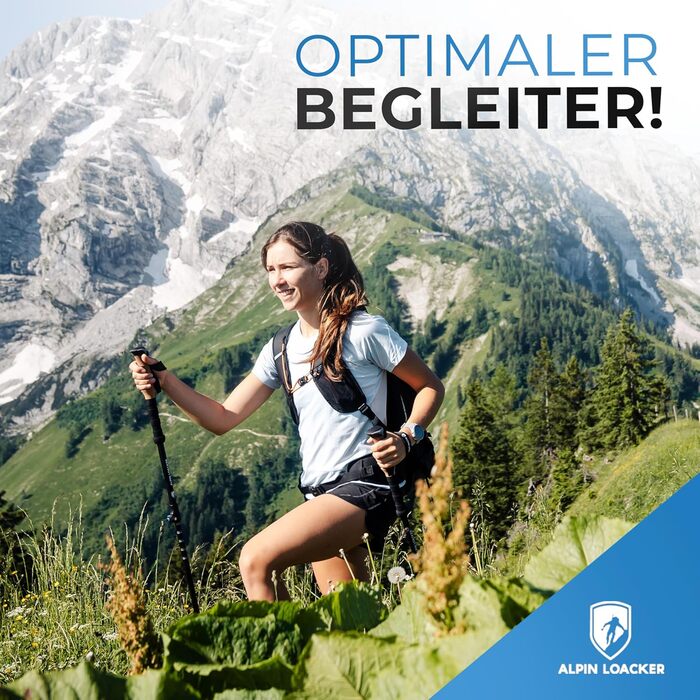 Тeleskop Wanderstöcke від ALPIN LOACKER: Телескопічні трекінгові палиці для ходьби та катання на лижах (алюміній, карбон, корковий грип)