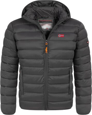 Чоловіча куртка Geographical Norway: тепла, з підкладкою, стеганий дизайн, капюшон, для осені/зими, темно-сірий колір