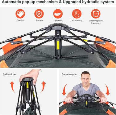 Намет Amflip для кемпінгу, 1-місний, автоматичний, Pop-Up, ультралегкий, куполоподібний, 4-сезонний, водонепроникний, вітростійкий, з знімною тентом, двошаровий (зелений)