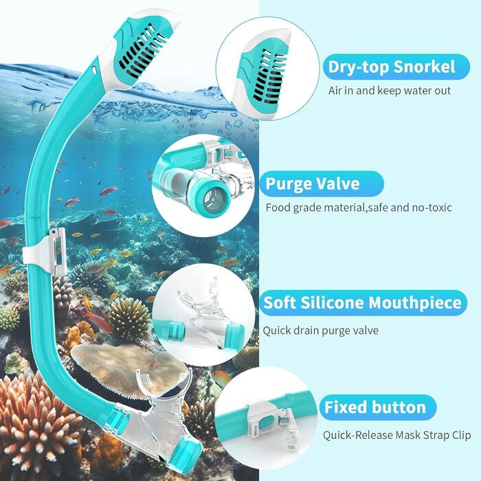 Дитяча маска для снорклінгу та плавання Findway, 180° панорама, HD, анти-запітління, для дітей 4-16 років (B1-Волога зелена комплектація)