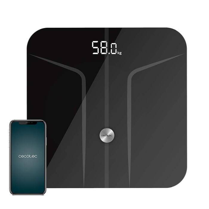 Розумні електронні ваги Cecotec Surface Precision 9750 Smart Healthy з біоімпедансом, Bluetooth, 10 параметрів аналізу тіла, загартоване скло, чорні