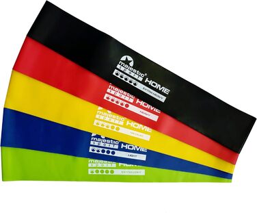 Набір фітнес-гумок Majestic Sport 5 шт. для фітнесу, пілатесу, йоги та м'язового розвитку (Booty Band, Mini Home Band)