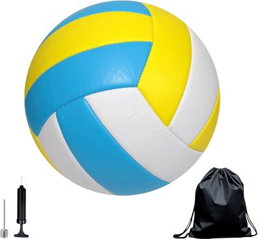 Волейбольний м'яч Aipwerer для пляжу та залу: водонепроникний, Soft Touch, жовто-блакитний, розмір 5