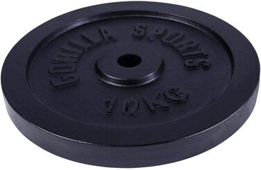 Диски для штанги GORILLA SPORTS, чавунні, сріблясто-чорні, 0,5-30 кг, 30/31 мм, бамперні пластини 10 кг чорні