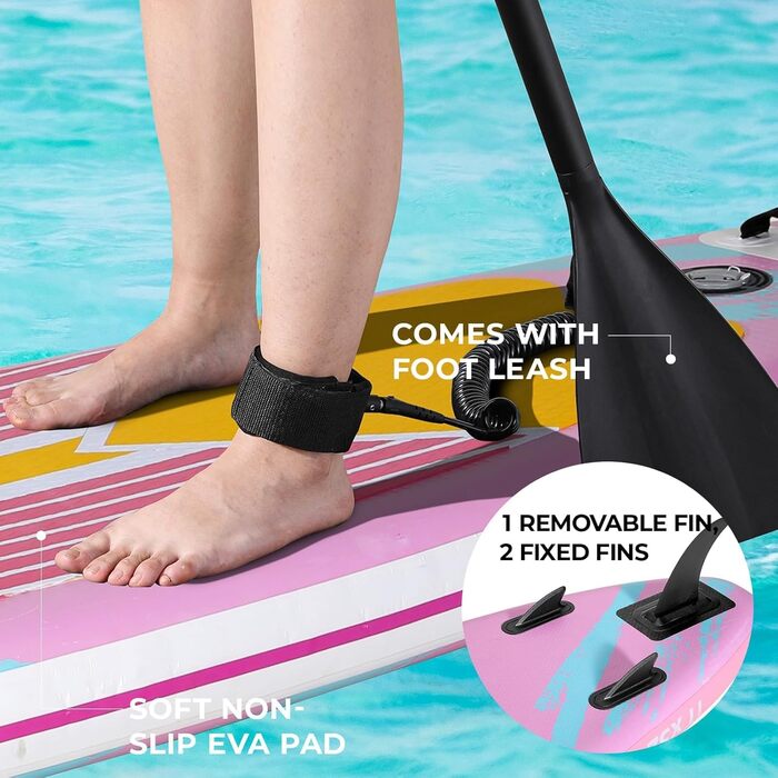 Надувний SUP дошка Stand Up Paddle 305 см для дорослих, рожева. Комплект з аксесуарами, для будь-якого рівня підготовки, вантажопідйомність 200 кг (2 особи)