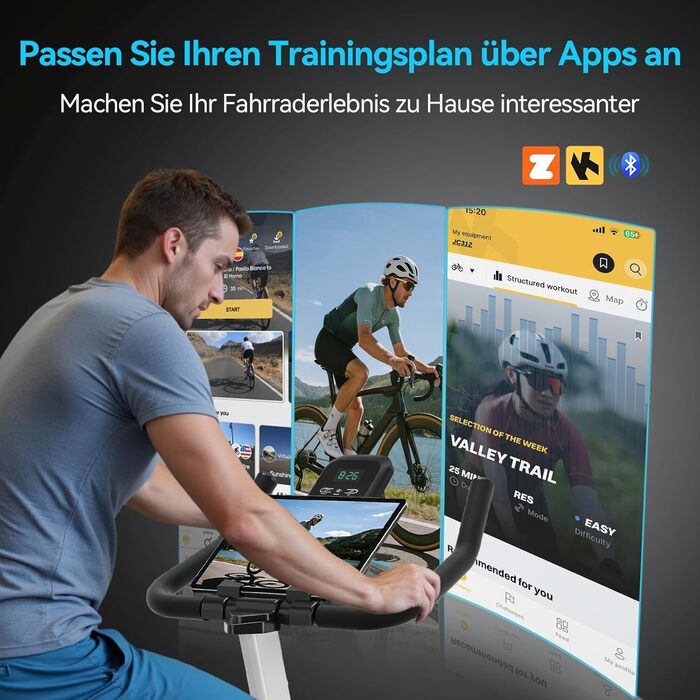 Велотренажер для дому: тихий ергометр з магнітним опором, до 160 кг, чорно-синій, з додатком