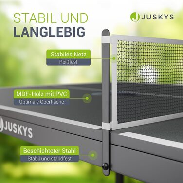 Juskys Міні-стіл для пінг-понгу Flexi з аксесуарами - компактний, складний стіл для гри вдома та в дорозі - набір для настільного тенісу, чорний
