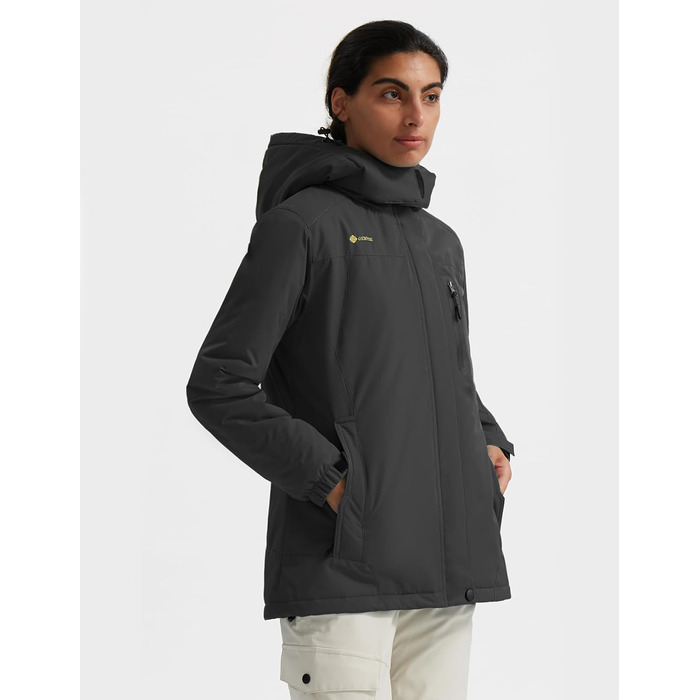 Жіноча лижна куртка GEMYSE: водонепроникна, вітронепроникна, з флісовою підкладкою, для активного відпочинку на снігу (M, сірий)