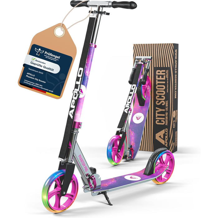 Скутер Apollo Phantom Pro City XXL - складний, регульований, для дорослих, дітей та підлітків