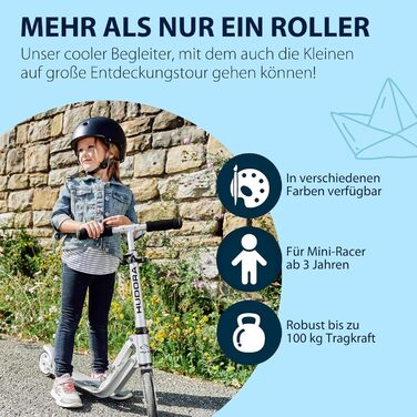 Дитячий алюмінієвий самокат HUDORA Little BigWheel, складаний, з великими колесами, регульована висота, до 100 кг, для дітей від 3 років