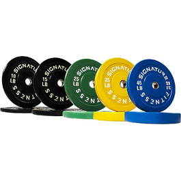 Олімпійські диски Signature Fitness з металевою втулкою, 5,1 см, набір 117,9 кг (2x10/15/20,4/25/35 кг), кольорові