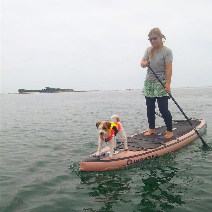 WOWSEA SUP дошка надувна гоночна 426/385 см, з кріпленням для камери, для змагань та відпочинку (пісочний)