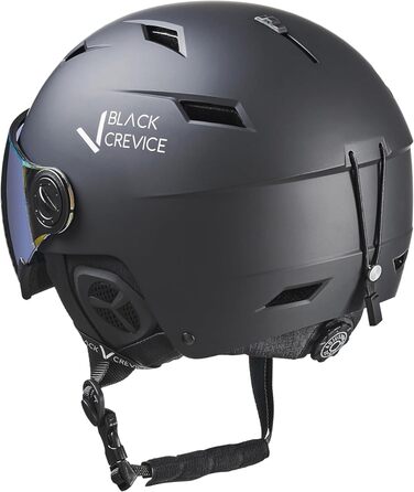 Шолом гірськолижний BLACK CREVICE Kirchberg з візором та вентиляційними отворами, чорний/сріблястий, розмір M (54-57 см)